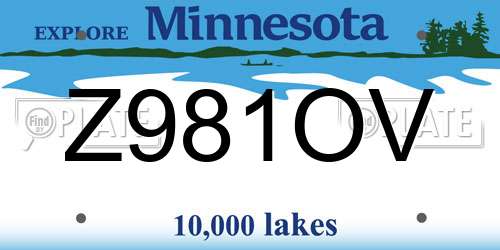 Z981OV Minnesota License Plate