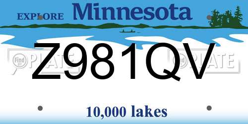 Z981QV Minnesota License Plate
