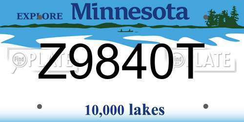 Z9840T Minnesota License Plate