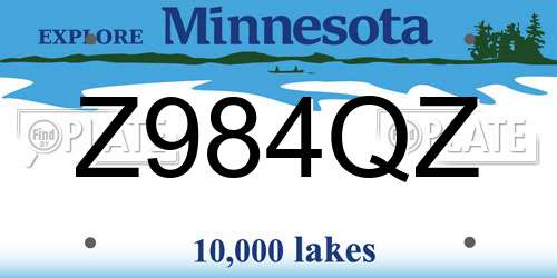 Z984QZ Minnesota License Plate