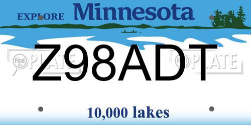 Z98ADT Minnesota License Plate