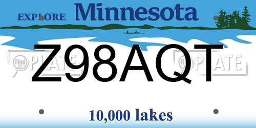 Z98AQT Minnesota License Plate