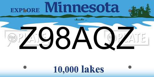 Z98AQZ Minnesota License Plate