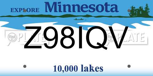 Z98IQV Minnesota License Plate