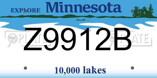 Z9912B Minnesota License Plate