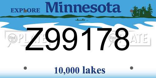 Z99178 Minnesota License Plate