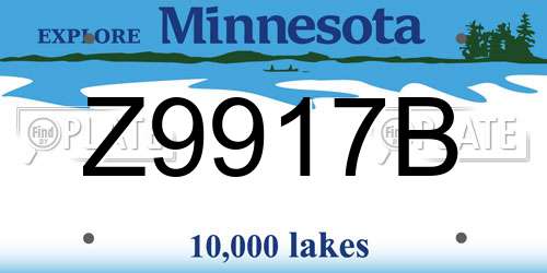 Z9917B Minnesota License Plate