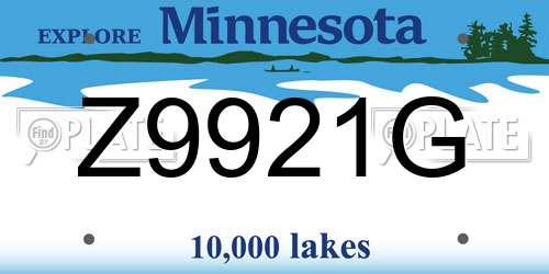 Z9921G Minnesota License Plate