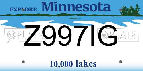 Z997IG Minnesota License Plate