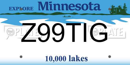 Z99TIG Minnesota License Plate