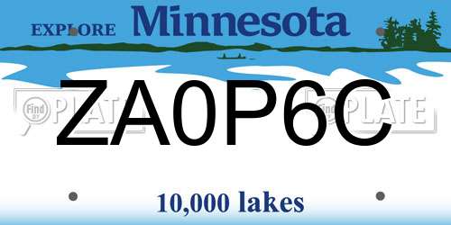 ZA0P6C Minnesota License Plate
