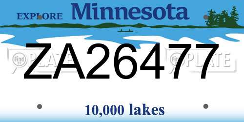 ZA26477 Minnesota License Plate