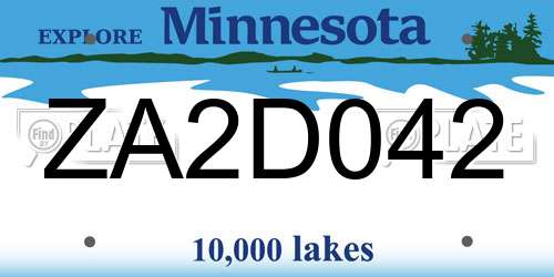 ZA2D042 Minnesota License Plate