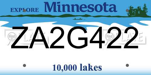 ZA2G422 Minnesota License Plate