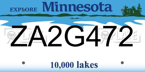 ZA2G472 Minnesota License Plate