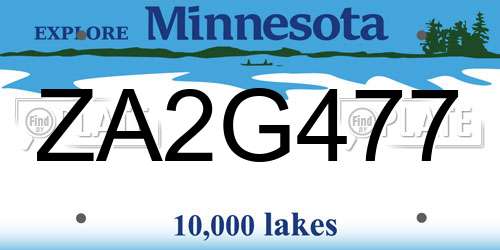 ZA2G477 Minnesota License Plate