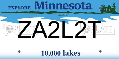 ZA2L2T Minnesota License Plate