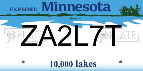 ZA2L7T Minnesota License Plate