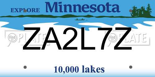 ZA2L7Z Minnesota License Plate