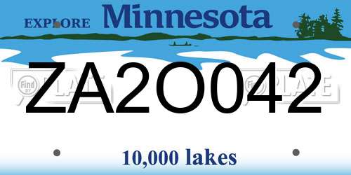 ZA2O042 Minnesota License Plate
