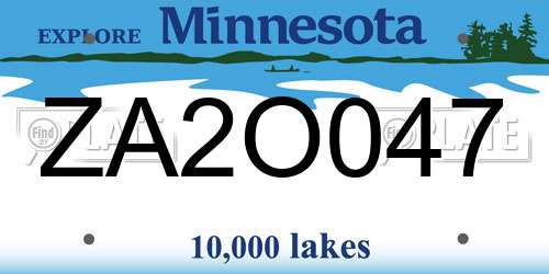 ZA2O047 Minnesota License Plate