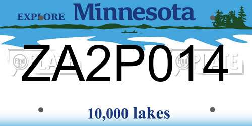 ZA2P014 Minnesota License Plate
