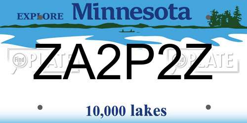 ZA2P2Z Minnesota License Plate