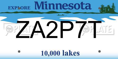 ZA2P7T Minnesota License Plate