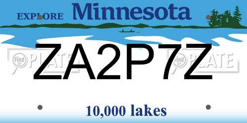 ZA2P7Z Minnesota License Plate