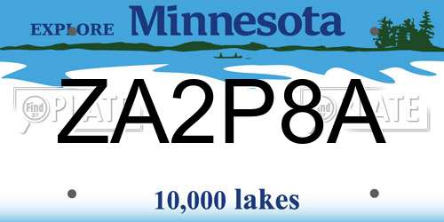 ZA2P8A Minnesota License Plate