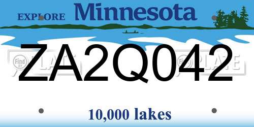 ZA2Q042 Minnesota License Plate