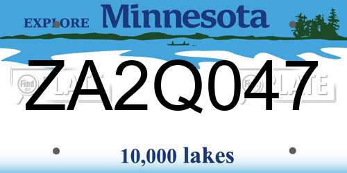 ZA2Q047 Minnesota License Plate