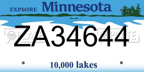 ZA34644 Minnesota License Plate