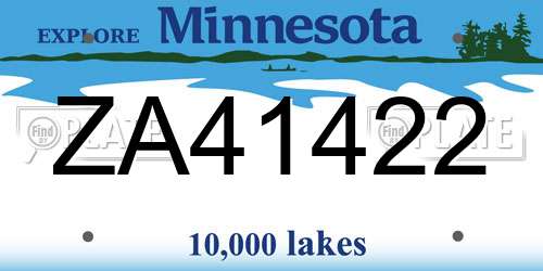 ZA41422 Minnesota License Plate
