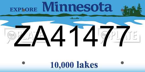 ZA41477 Minnesota License Plate