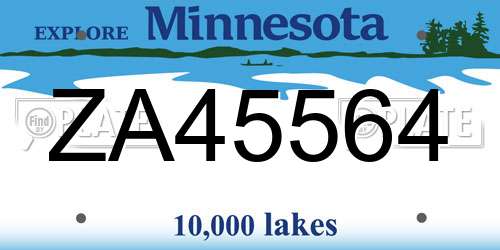 ZA45564 Minnesota License Plate