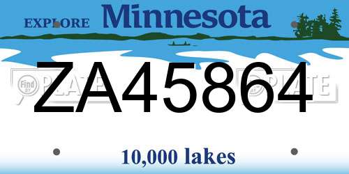 ZA45864 Minnesota License Plate