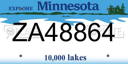 ZA48864 Minnesota License Plate
