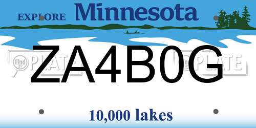 ZA4B0G Minnesota License Plate