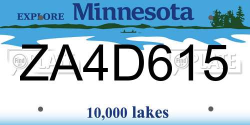 ZA4D615 Minnesota License Plate
