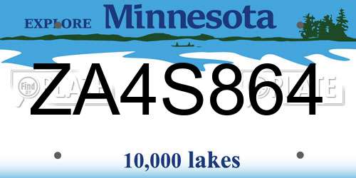 ZA4S864 Minnesota License Plate