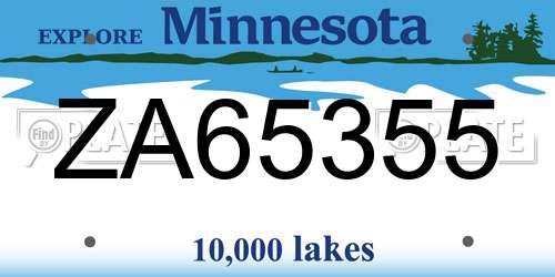 ZA65355 Minnesota License Plate