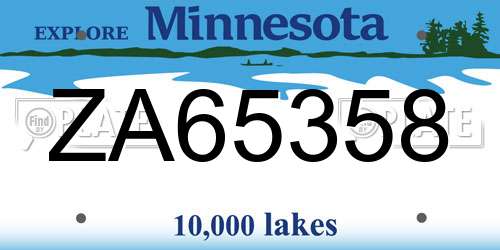 ZA65358 Minnesota License Plate