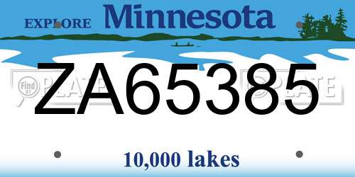 ZA65385 Minnesota License Plate