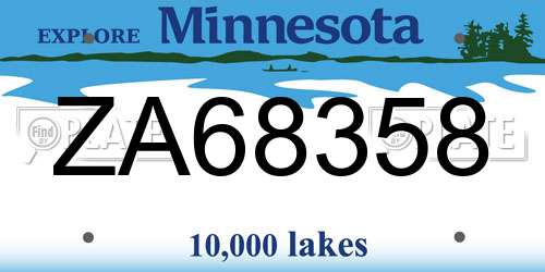 ZA68358 Minnesota License Plate