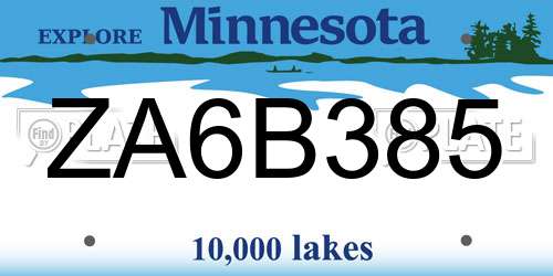ZA6B385 Minnesota License Plate