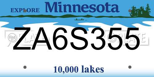 ZA6S355 Minnesota License Plate