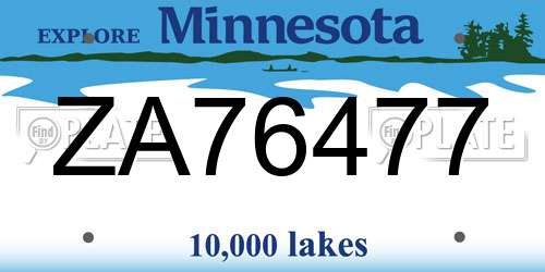 ZA76477 Minnesota License Plate