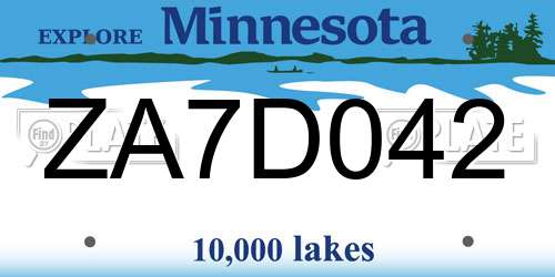 ZA7D042 Minnesota License Plate