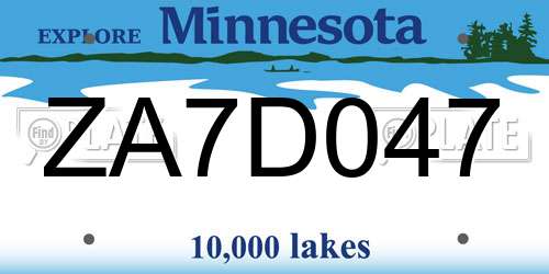 ZA7D047 Minnesota License Plate
